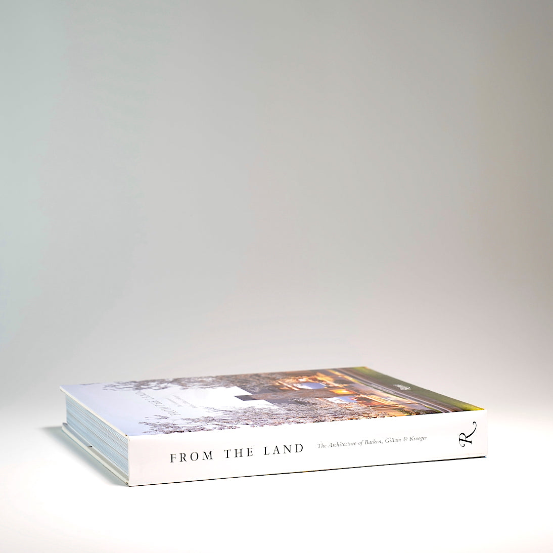 From The Land-The Architecture of Backen, Gillam & Kroeger-by Daniel P. Gregory, foreword by Diane Keaton, published by Rizzoli-Hardcover Coffee Table Book-Black and White-Side Spine and Front Cover Angled