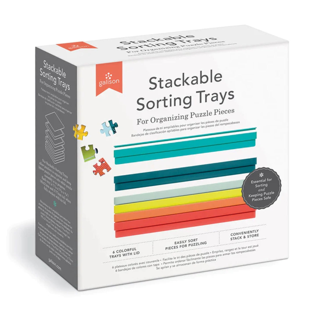 Stackable Puzzle Piece Sorting Trays, Set of 6