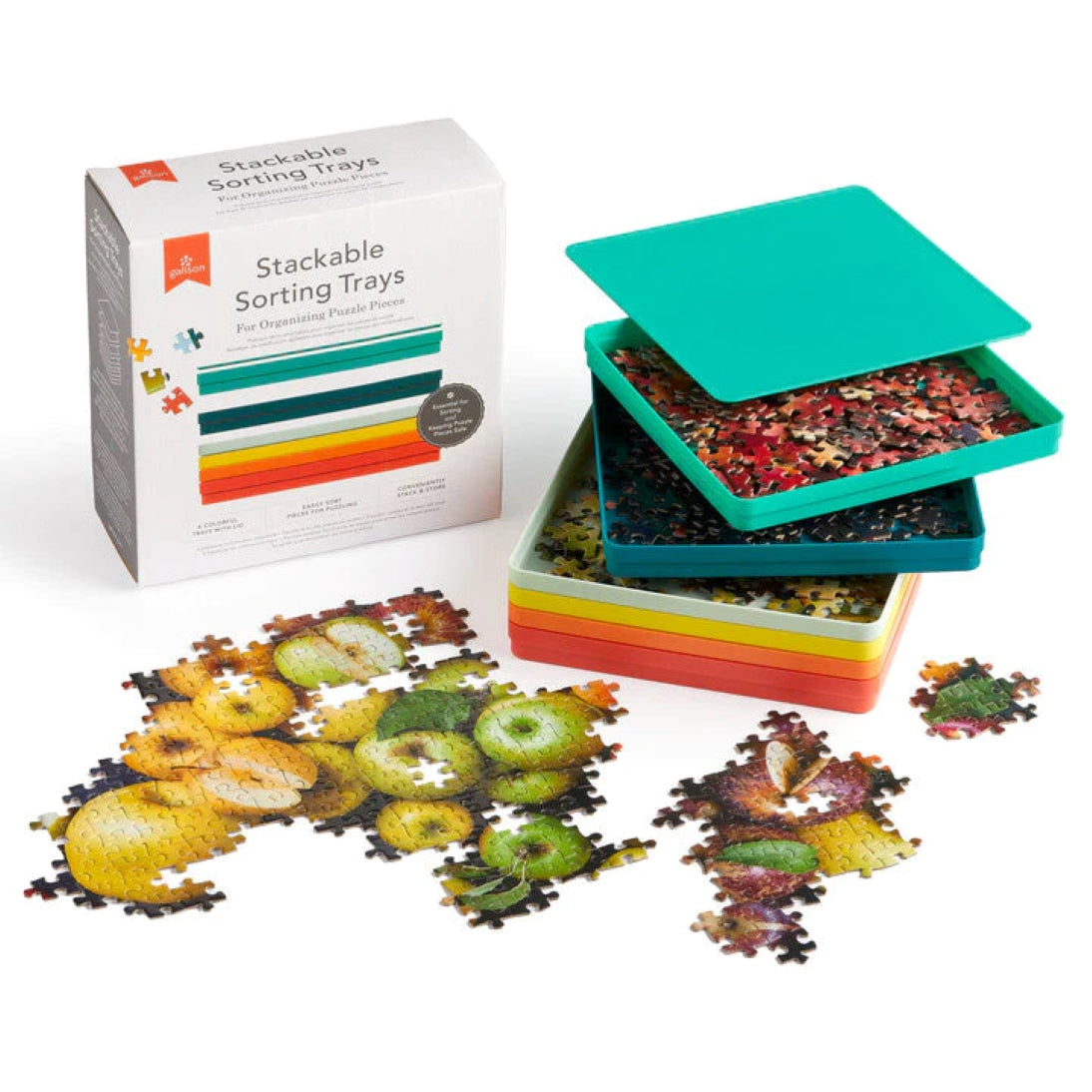 Stackable Puzzle Piece Sorting Trays, Set of 6