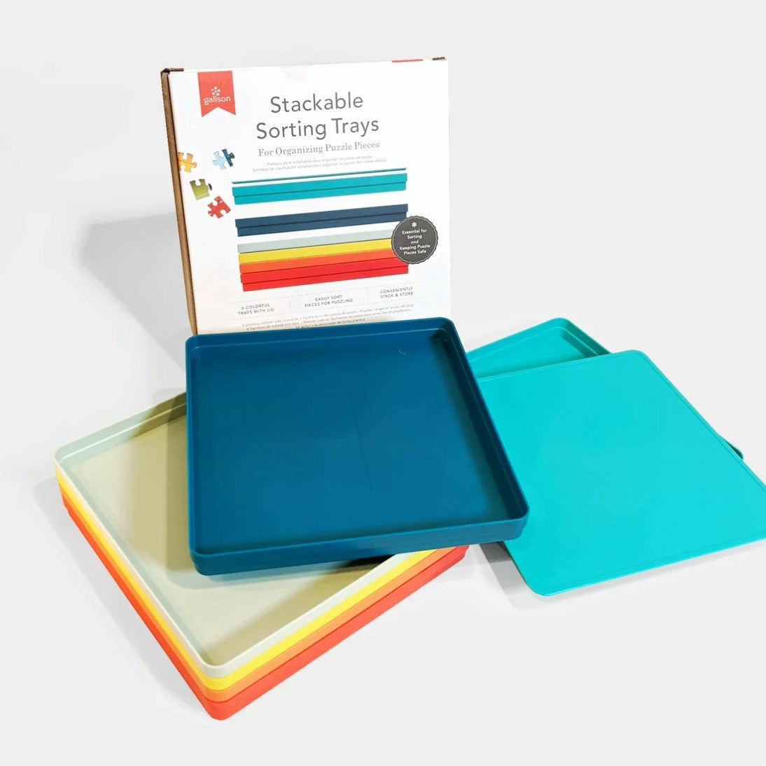 Stackable Puzzle Piece Sorting Trays, Set of 6