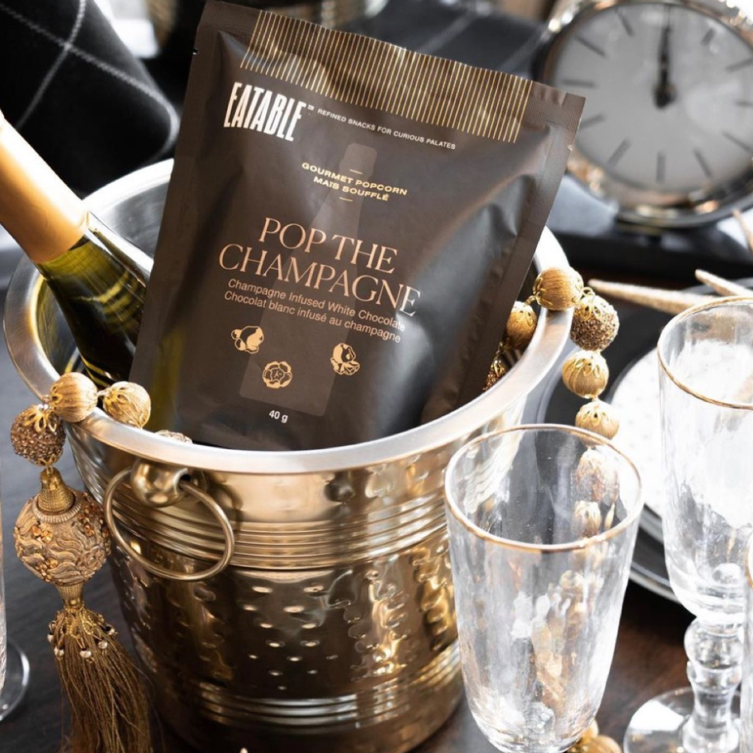 Mini 'Pop the Champagne' Gourmet White Chocolate Popcorn - EATABLE