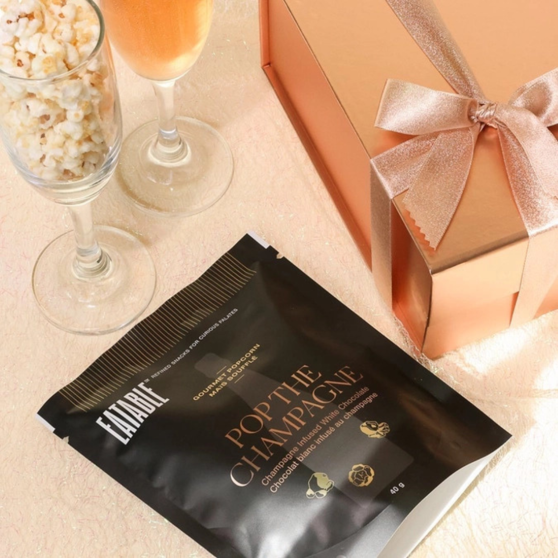 Mini 'Pop the Champagne' Gourmet White Chocolate Popcorn - EATABLE