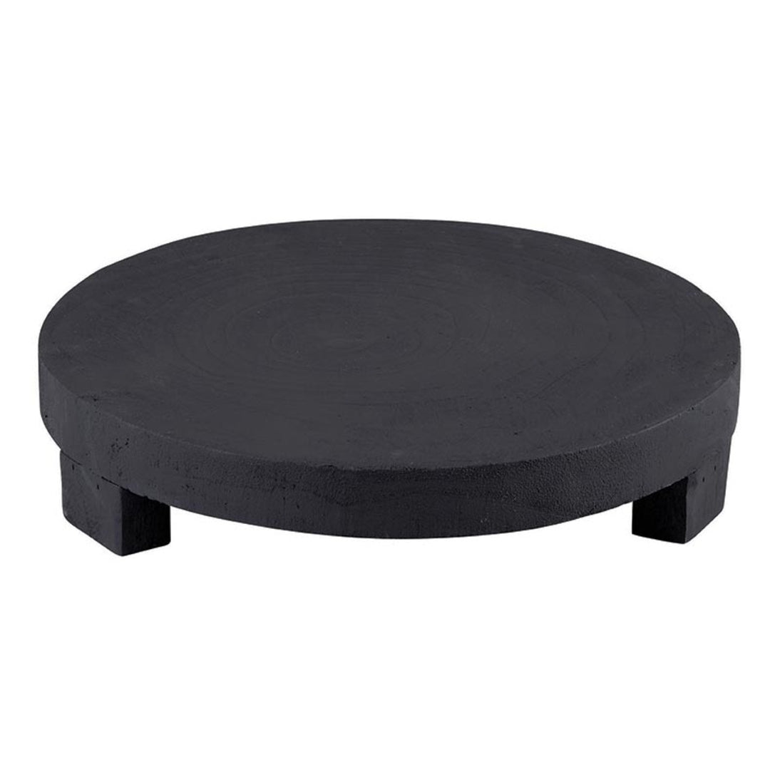 12" Wooden Pedestal Tray in Black