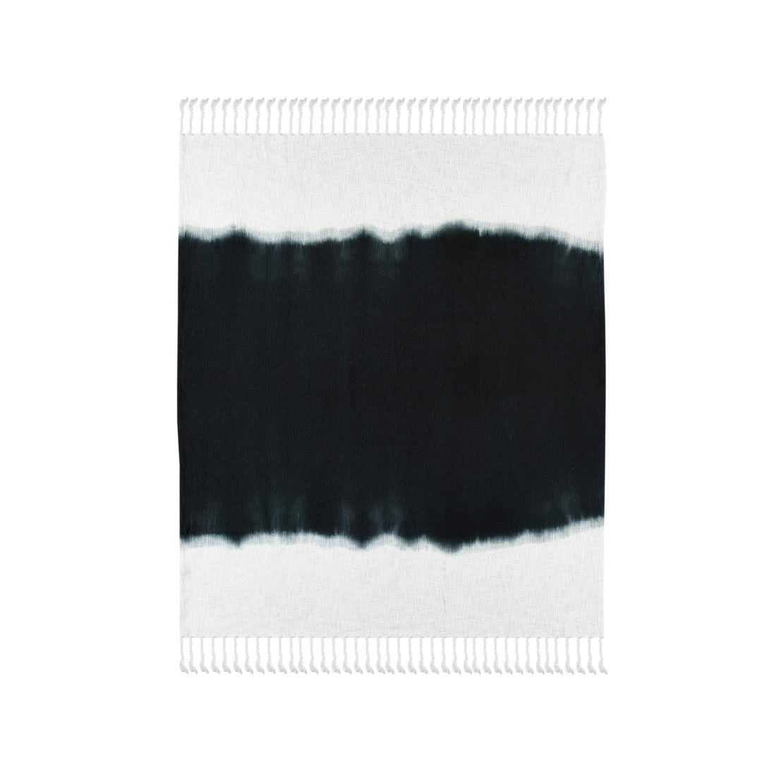 Hand-Woven & Dyed Ombre Black & White Shibori Throw Blanket