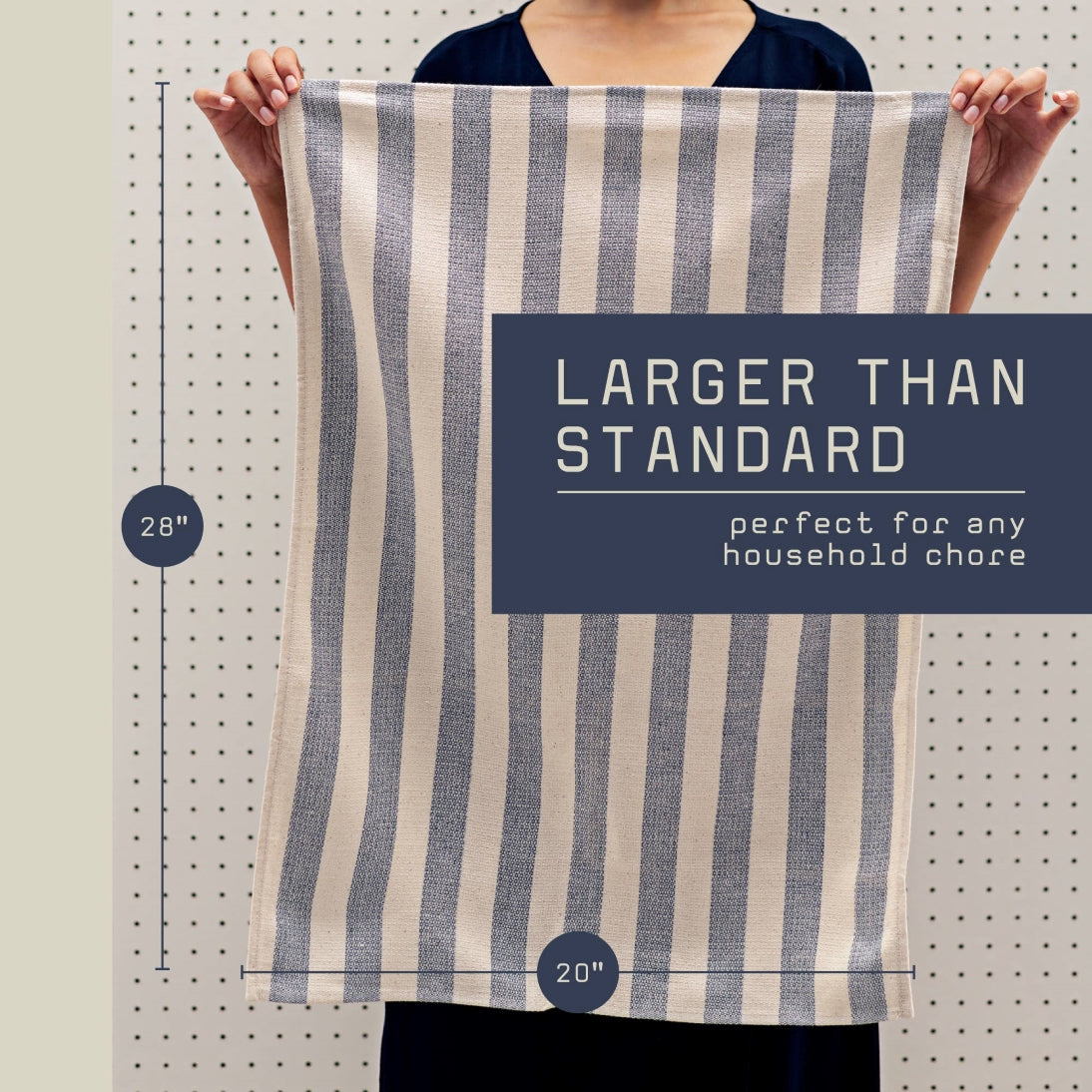 Set of 4 Eco-Friendly Blue & White Striped Kitchen & Dish Towels