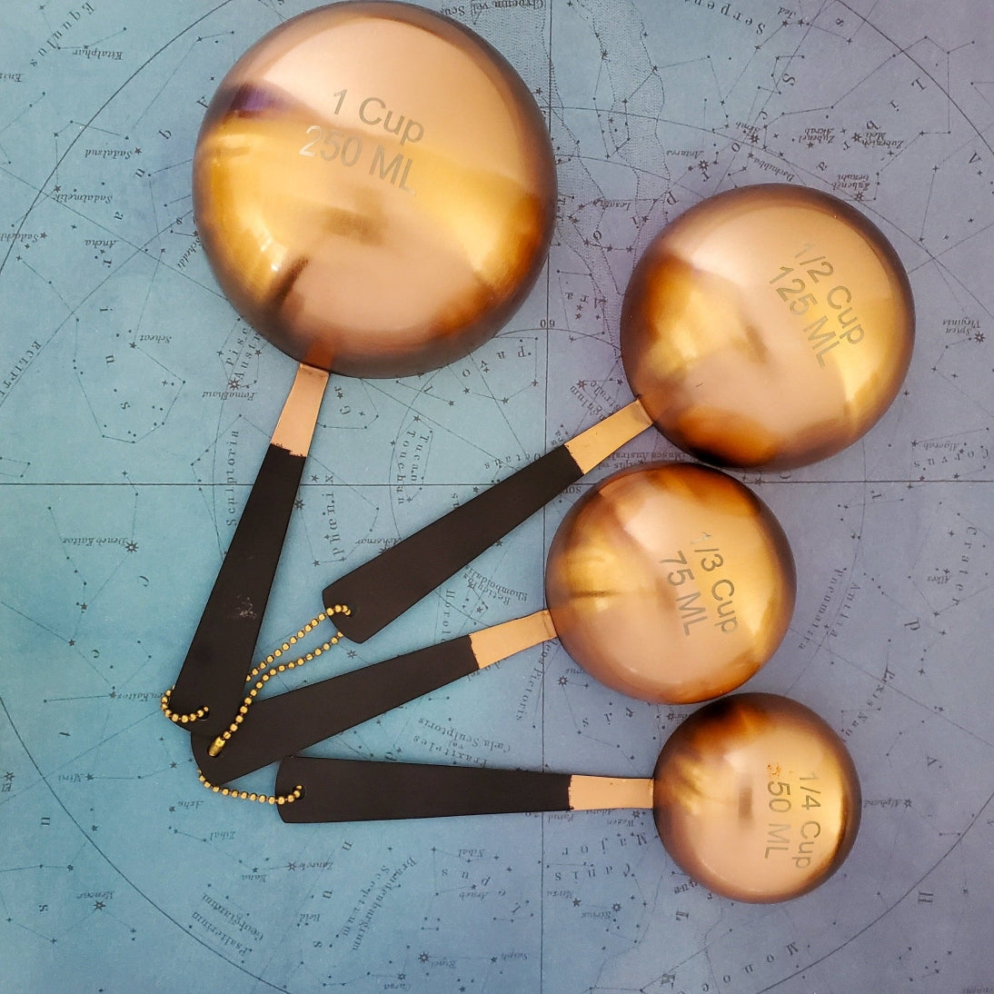 Dual-Tone Black & Copper Cooking Measuring Cup Set