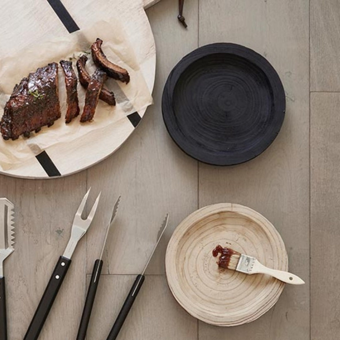 Hand-Carved Shallow Wooden Bowl in Black