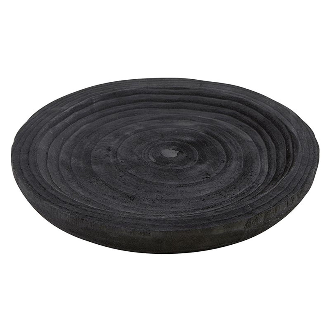 Hand-Carved Shallow Wooden Bowl in Black
