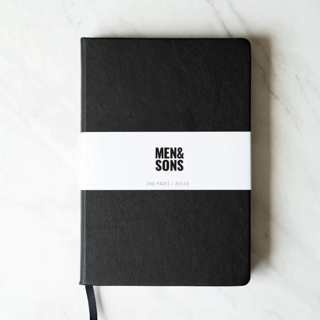Black Vegan Leather Hard Cover Lined Notebook by Men & Sons