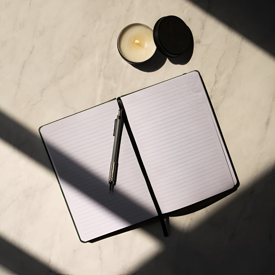 Black Vegan Leather Hard Cover Lined Notebook by Men & Sons