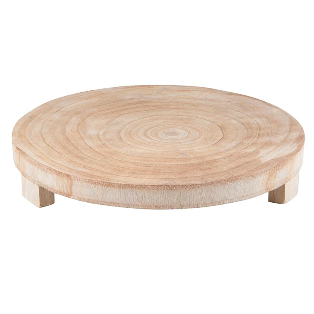 15" Wooden Pedestal Tray in Natural