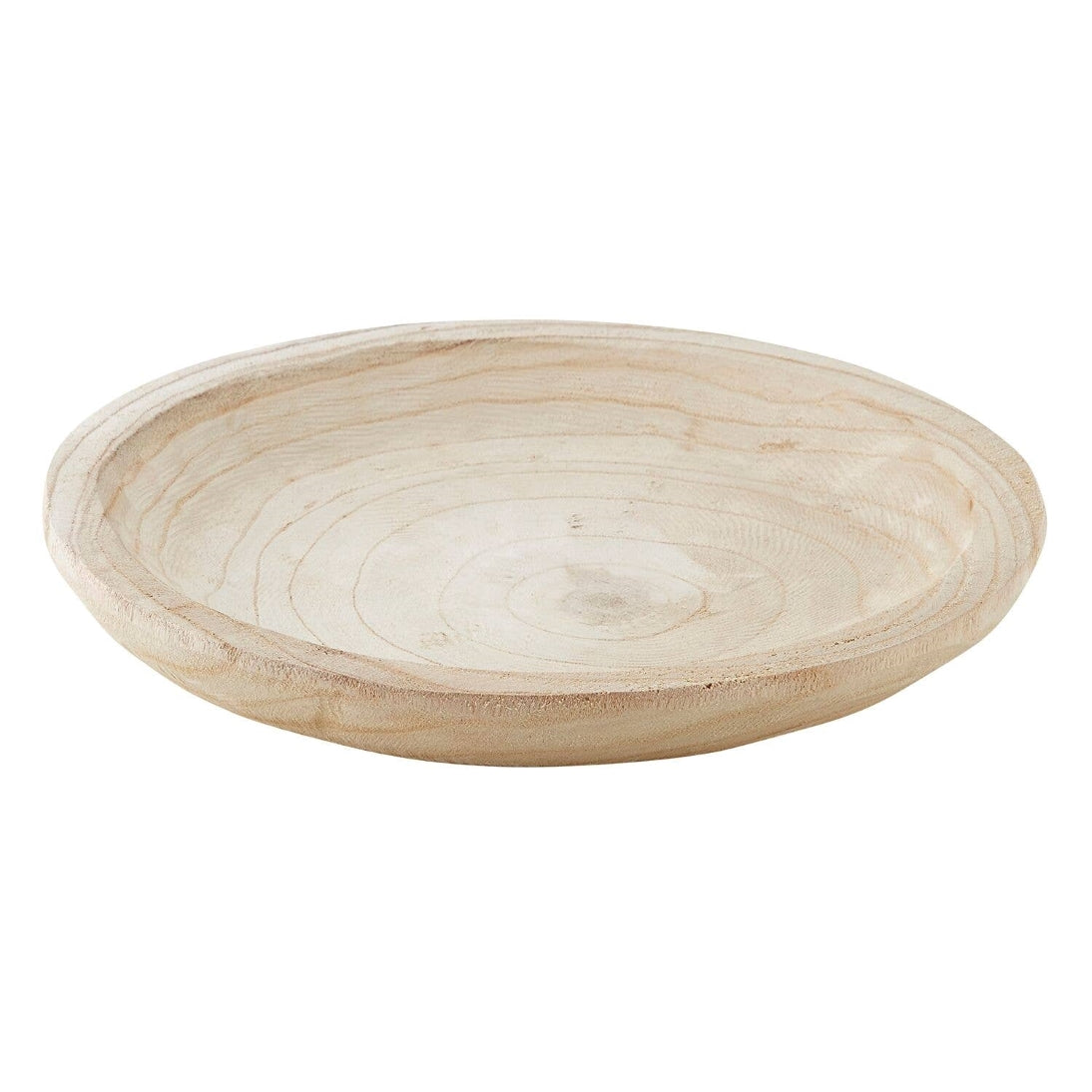 Hand-Carved Shallow Wooden Bowl in Natural