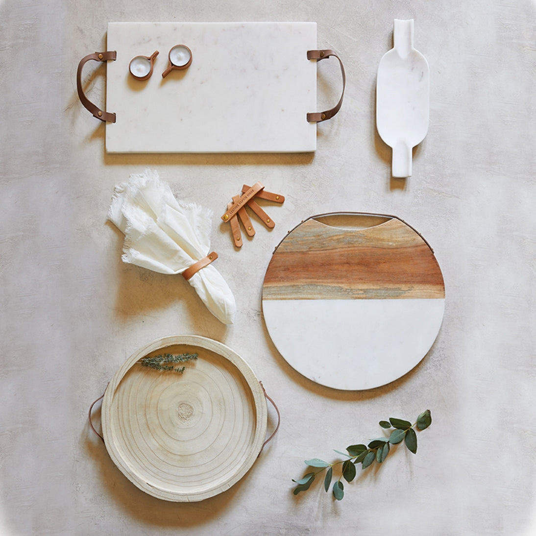 Small White Marble Serving Tray with Handles