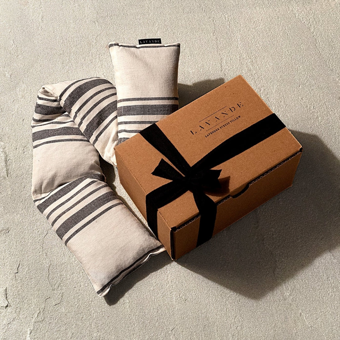 Lavender Stress Pillow - 100% Turkish Towel, Flax, Fresh Locally Farmed Lavender Buds and Gift Box- Lavande Farm