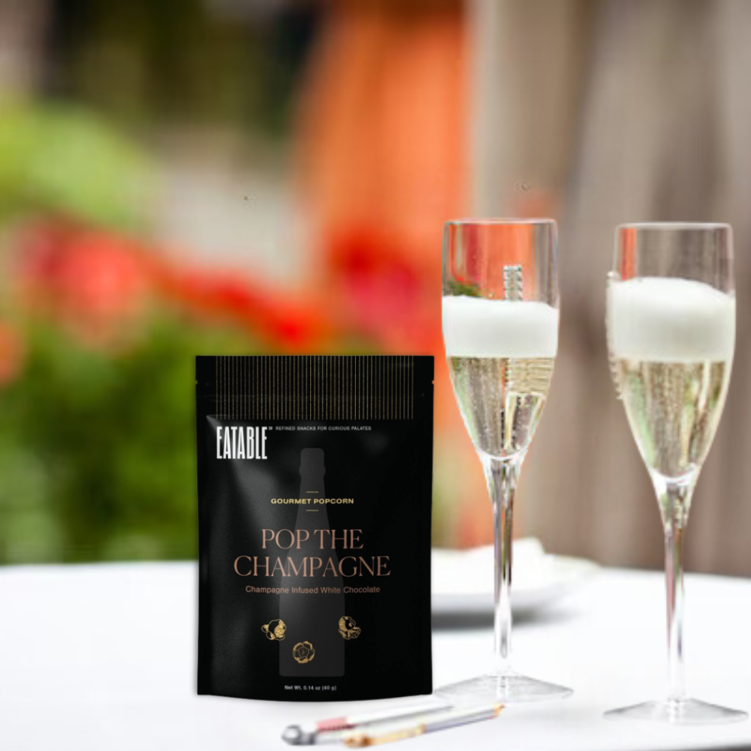 Mini 'Pop the Champagne' Gourmet White Chocolate Popcorn - EATABLE