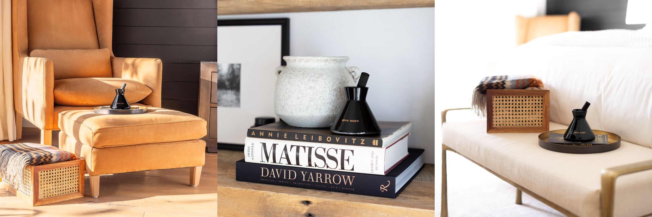 Sienna Maison Collage - Lennon Diffuser, Savina Vase, Milo Storage Bin, and David Yarrow Book