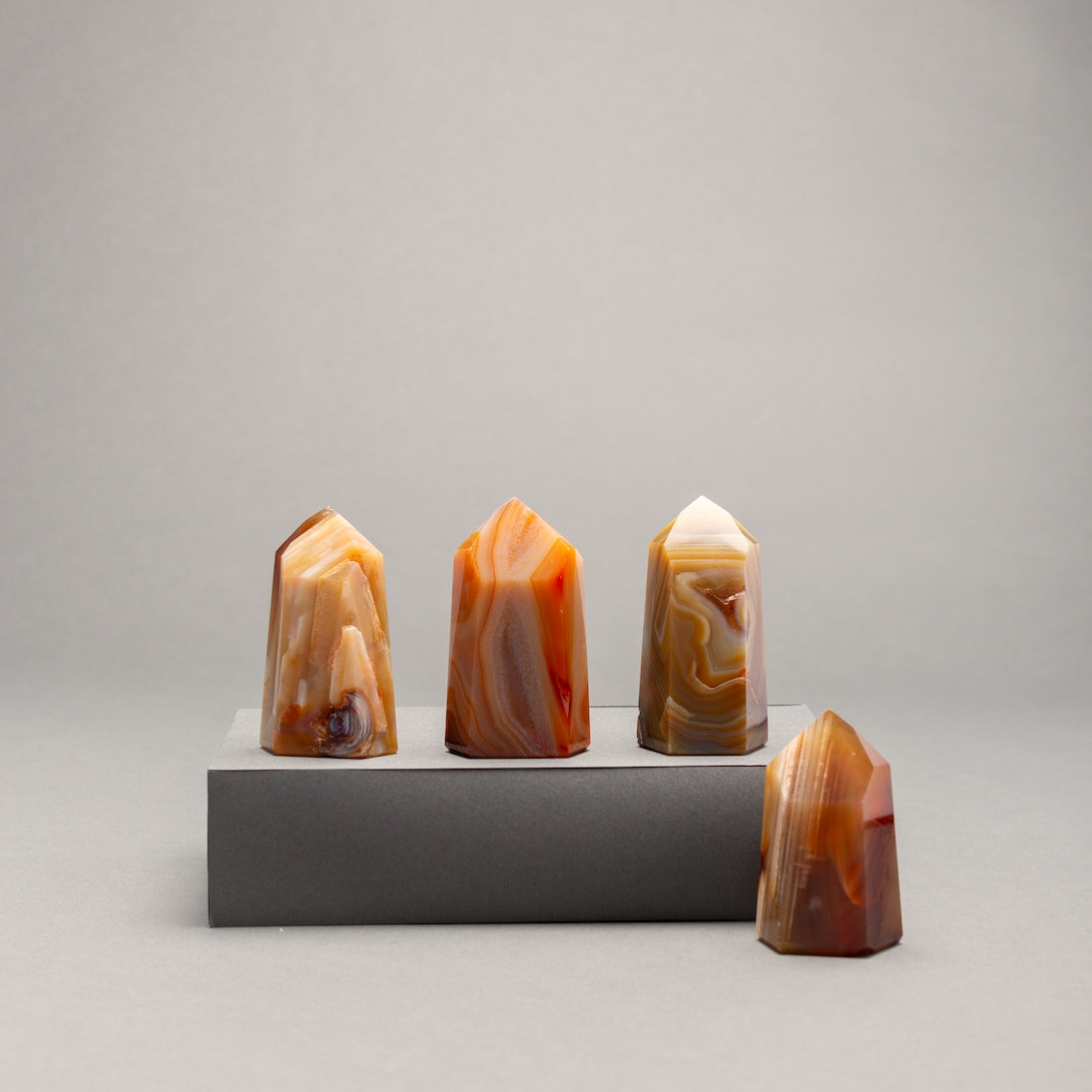 Sienna Maison Limited Edition Carnelian Mini Crystal Obelisk Point Towers - Sunset Fiery Orange, Reddish-Brown