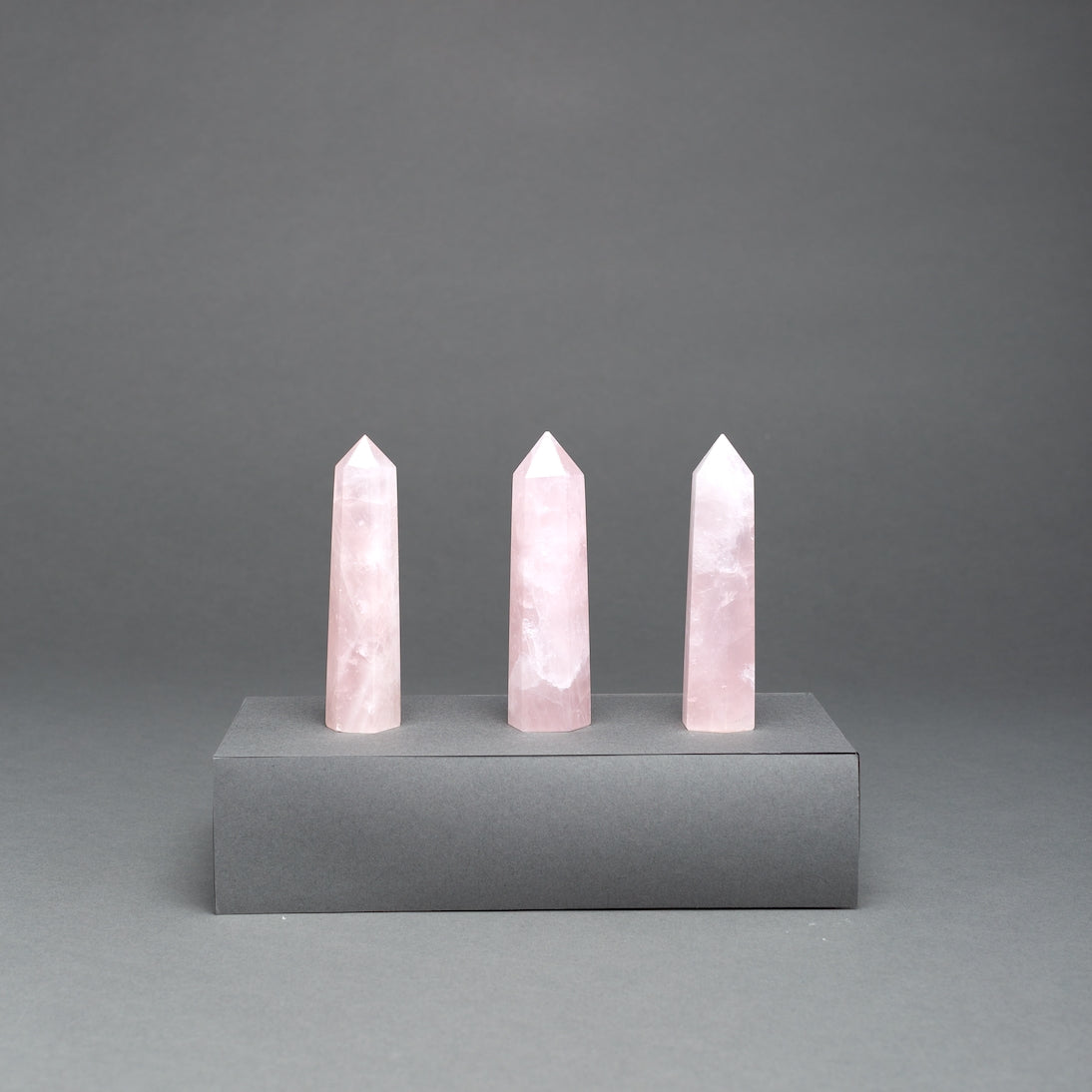 Sienna Maison Limited Edition Rose Quartz Mini Crystal Obelisk Point Towers - Light, Bright, Shimmering Pink and White Stone