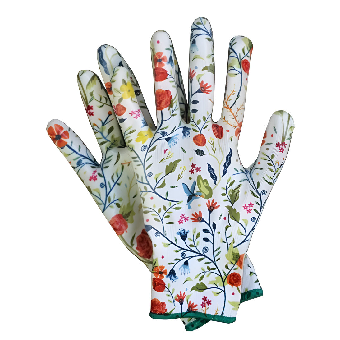 Waterproof Nitrile Weeder Garden Gloves in Garden of Paradise Print