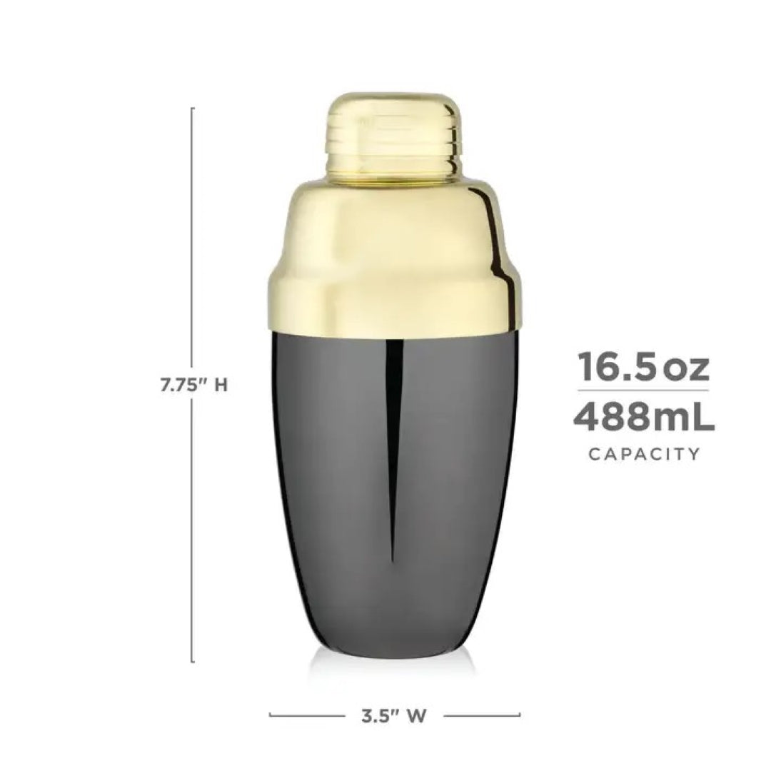 Two-Toned Gold & Metallic-Black Art Deco Heavyweight Cocktail Shaker